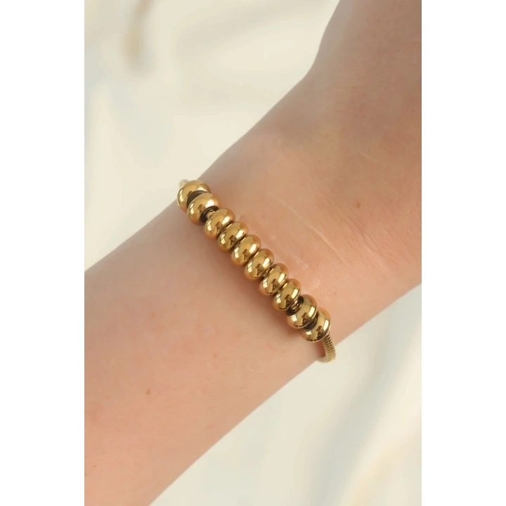 Mey İthalat® 316L Çelik Gold Renk Oval Figürlü Bileklik