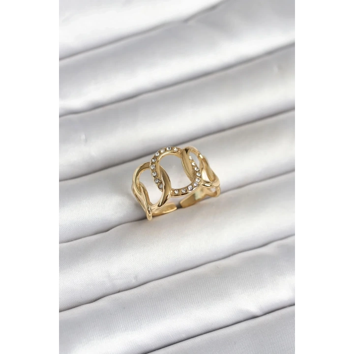 Mey İthalat® 316L Çelik Gold Renk Samanyolu Model Kadın Yüzük