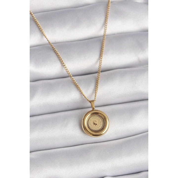 Mey İthalat® 316L Çelik Gold Renk Zincir Gold Altın Model Kadın Kolye
