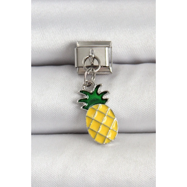 Mey İthalat® 316L Çelik Gümüş Renk Ananas Model Nomination Charm