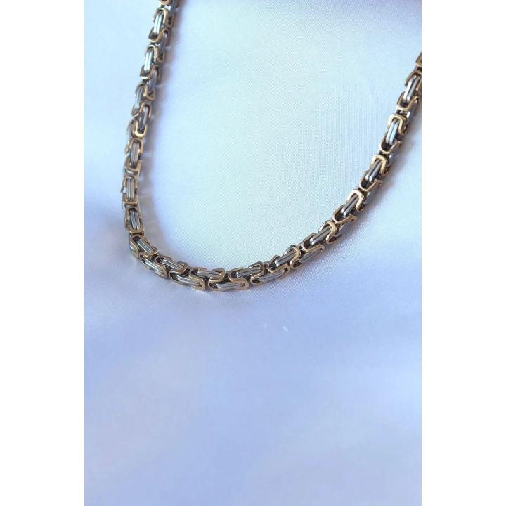 Mey İthalat® 316L Çelik Mix Renk Kral Zincir Model Erkek Kolye
