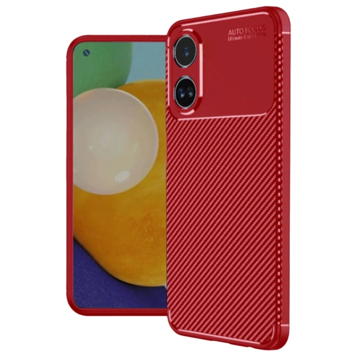 Mey İthalat®   A38 Kılıf Auto Focus Karbon Kapak - Kırmızı