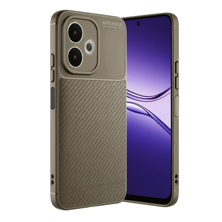 Mey İthalat®   A5 Pro 4G Kılıf Auto Focus Karbon Kapak - Kahverengi