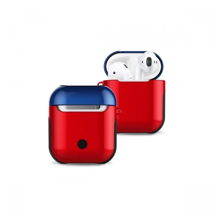 Mey İthalat®  Airpods 2 (2.nesil) 3in1 Kılıf - Kırmızı-Lacivert