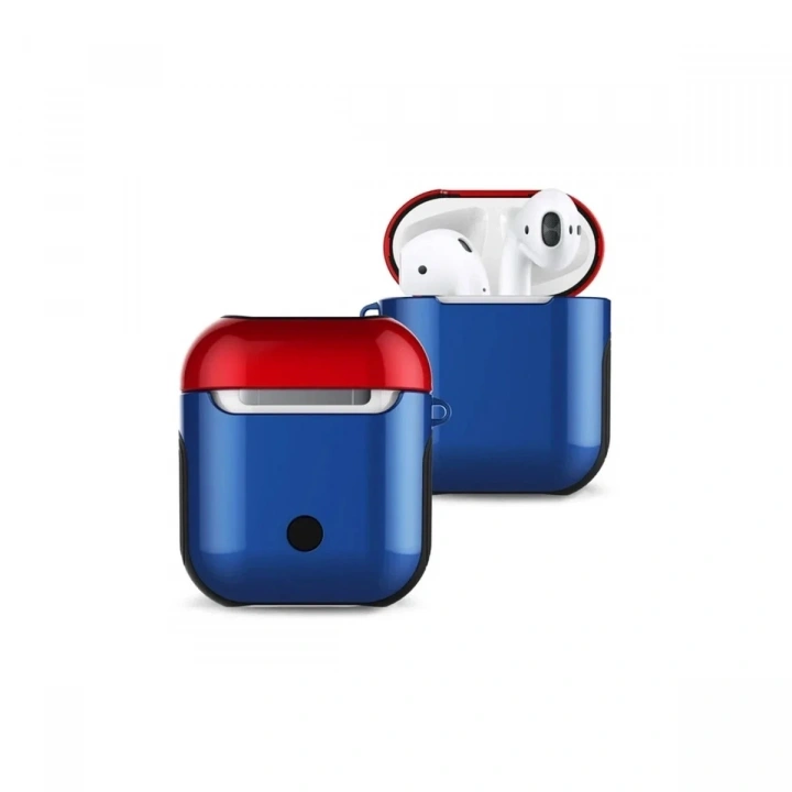 Mey İthalat®  Airpods 2 (2.nesil) 3in1 Kılıf - Lacivert-Kırmızı