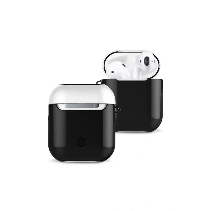 Mey İthalat®  Airpods 2 (2.nesil) 3in1 Kılıf - Siyah-Beyaz
