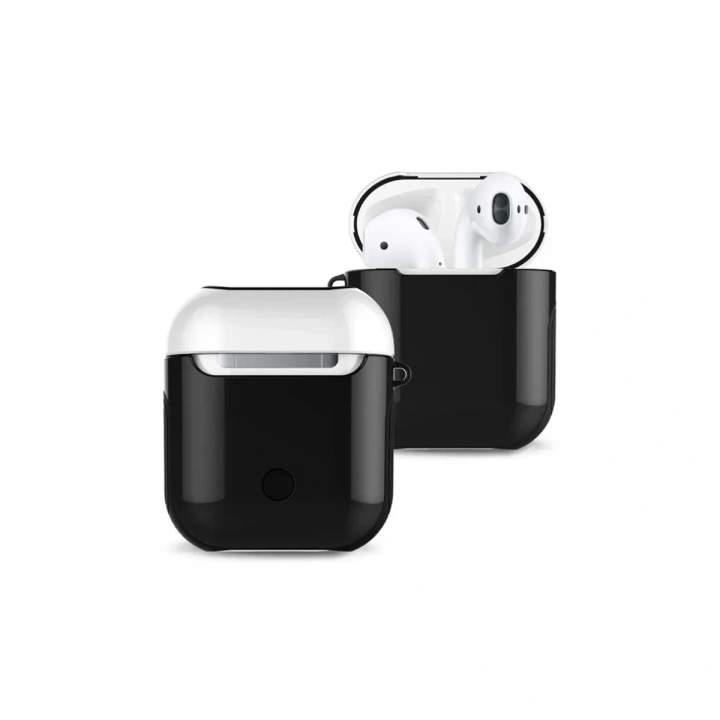 Mey İthalat®  Airpods 2 (2.nesil) 3in1 Kılıf - Siyah-Beyaz