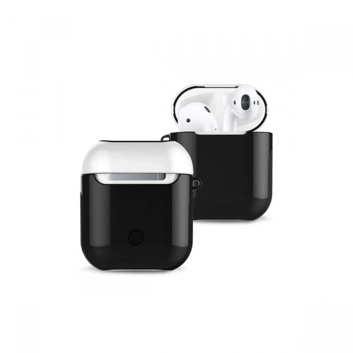 Mey İthalat®  Airpods 2 (2.nesil) 3in1 Kılıf - Siyah-Beyaz