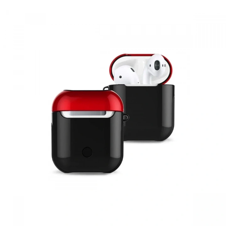 Mey İthalat®  Airpods 2 (2.nesil) 3in1 Kılıf - Siyah-Kırmızı