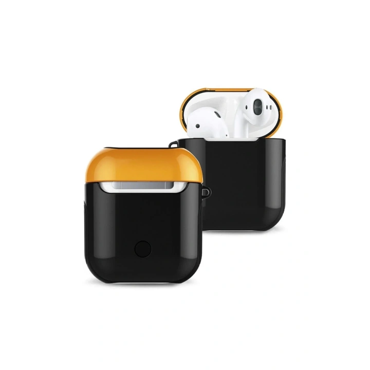 Mey İthalat®  Airpods 2 (2.nesil) 3in1 Kılıf - Siyah-Sarı