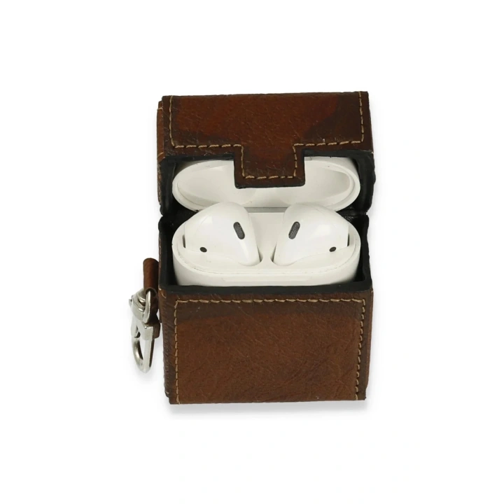 Mey İthalat®  Airpods 2 (2.nesil) Deri Kılıf - Kahverengi