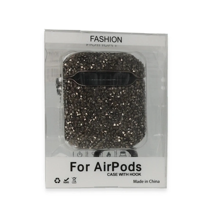Mey İthalat®  Airpods 2 (2.nesil) Mira Taşlı Kılıf - Siyah