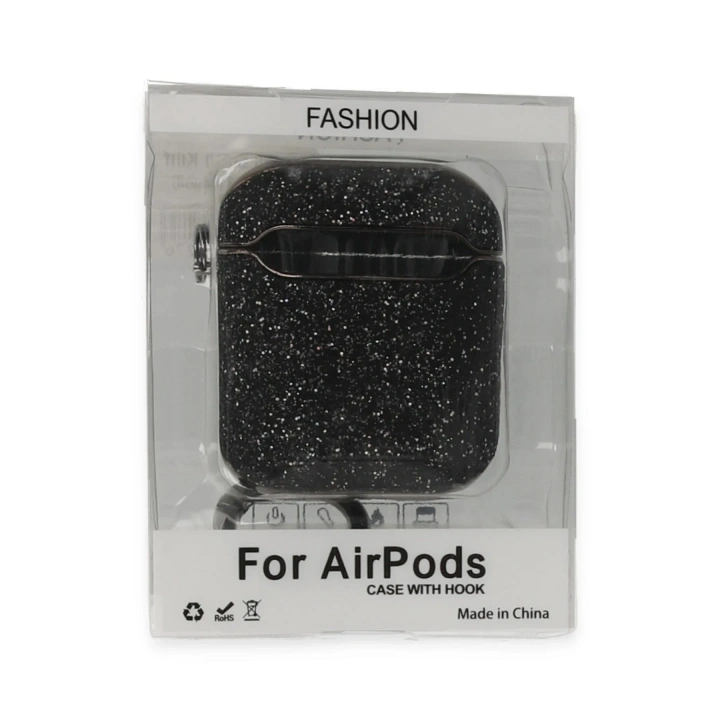 Mey İthalat®  Airpods 2 (2.nesil) Spell Simli Kılıf - Siyah