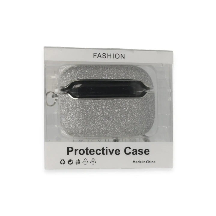 Mey İthalat®  Airpods Pro (1.nesil) Spell Simli Kılıf - Gümüş