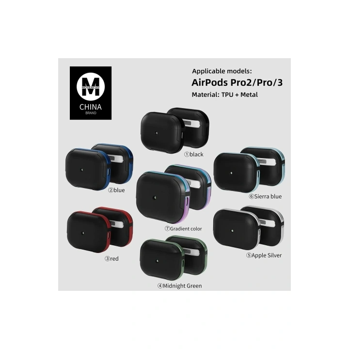 Mey İthalat®  Airpods Pro 2 (2.nesil) MO-A8 Armor Kılıf - Sierra Blue
