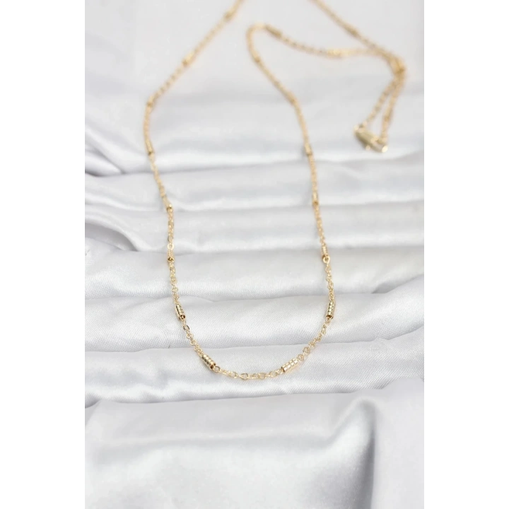 Mey İthalat® CM 14K Gold Renk Bar Zincir Model 60 cm Kadın Kolye