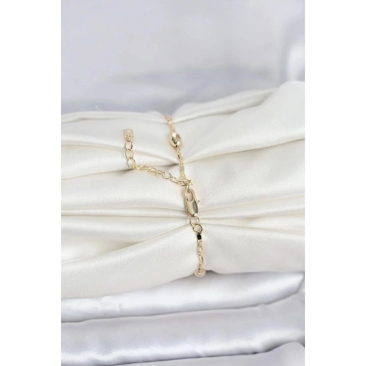 Mey İthalat® CM 14K Gold Renk Damla Topçuk Model Kadın Bileklik