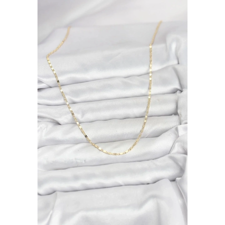 Mey İthalat® CM 14K Gold Renk Ezme Zincir Model 60 cm Kadın Kolye