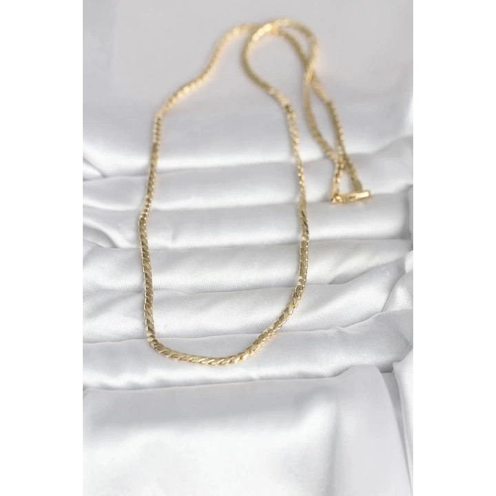 Mey İthalat® CM 14K Gold Renk Yassı Model 60 cm Kadın Kolye
