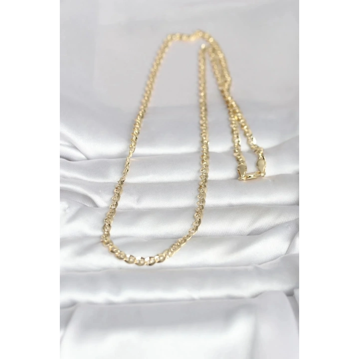 Mey İthalat® CM 14K Gold Renk Yassı Oval Zincirli Model 60 cm Kadın Kolye