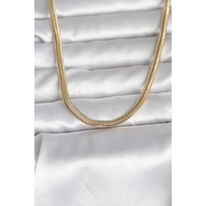 Mey İthalat® CM 14K Gold Renk Yassı Yılan Zincir Model 45 cm Kadın Kolye