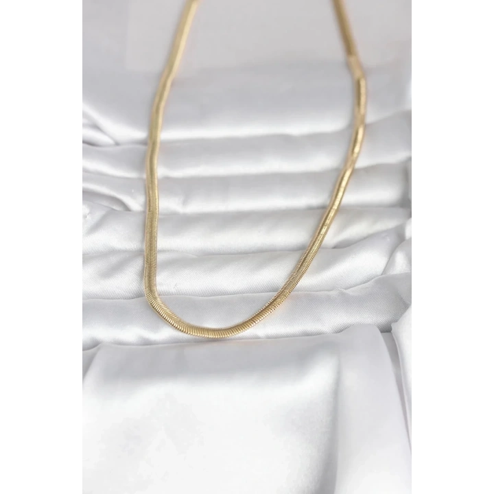 Mey İthalat® CM 14K Gold Renk Yassı Yılan Zincir Model 45 cm Kadın Kolye
