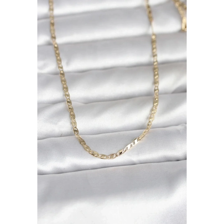 Mey İthalat® CM 14K Gold Renk Yassı Zincir Model 60 cm Kadın Kolye
