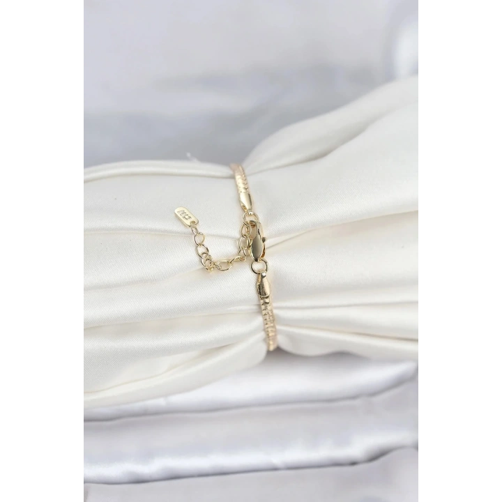 Mey İthalat® CM 14K Gold Renk Yassı Zincir Model Kadın Bileklik
