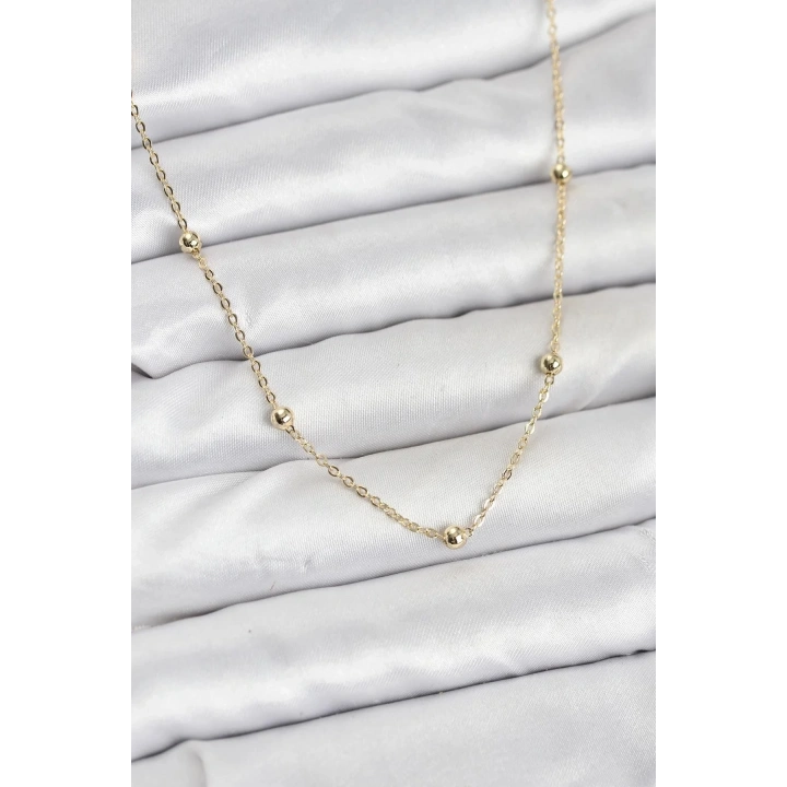 Mey İthalat® CM Gold Renk Top Zincirli Kadın Kolye