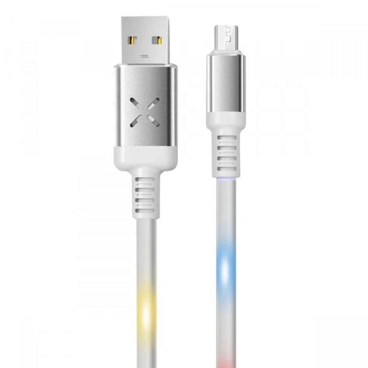 Mey İthalat®  DC09 Ses Duyarlı Işıklı Micro USB Kablo 1M 2A - Beyaz