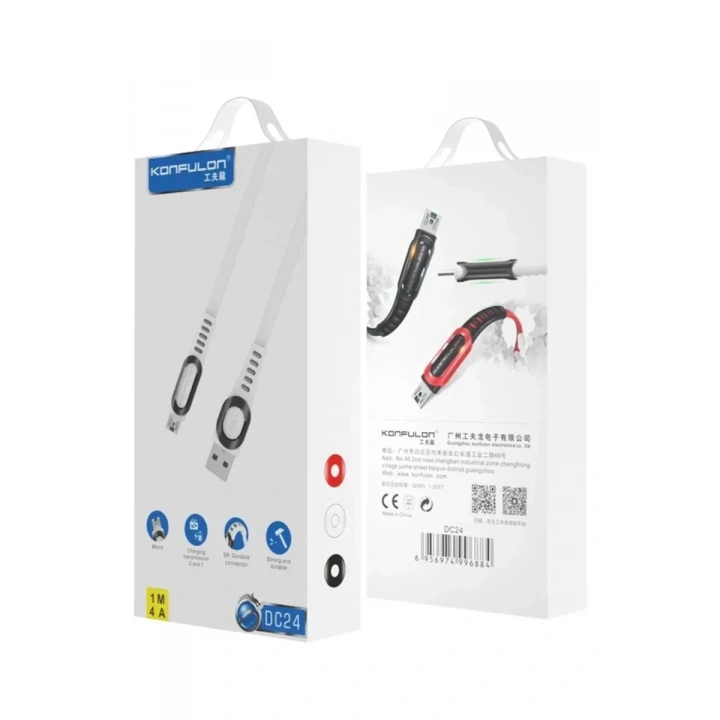 Mey İthalat®  DC24 Micro USB Kablo 1.2M 4A - Beyaz