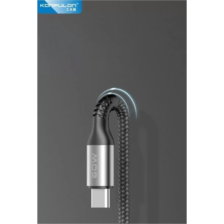 Mey İthalat®  DC62 3in1 Type-C to 60W Type-C / 12W Lightning / 15W Micro 1.2M Hızlı Şarj Kablo - Siyah