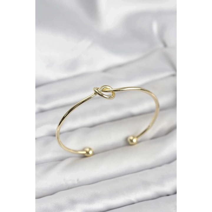 Mey İthalat® Düğüm Model Pirinç Gold Renk Kadın Bileklik