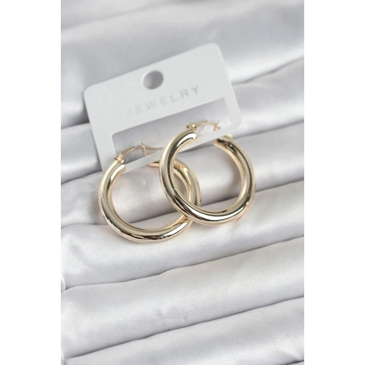 Mey İthalat® Gold Renk Pirinç Halka 30 mm Kadın Küpe