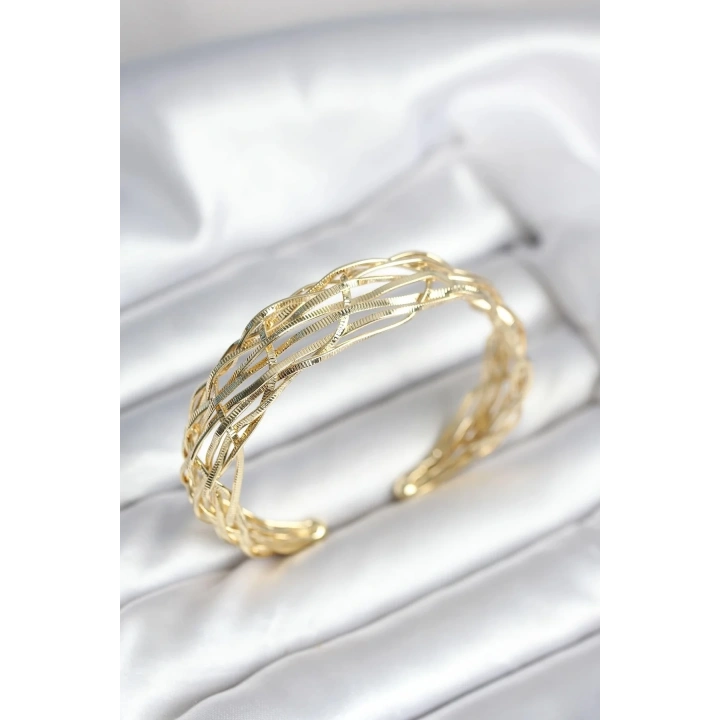 Mey İthalat® Gold Renk Pirinç Vintage Kadın Bileklik