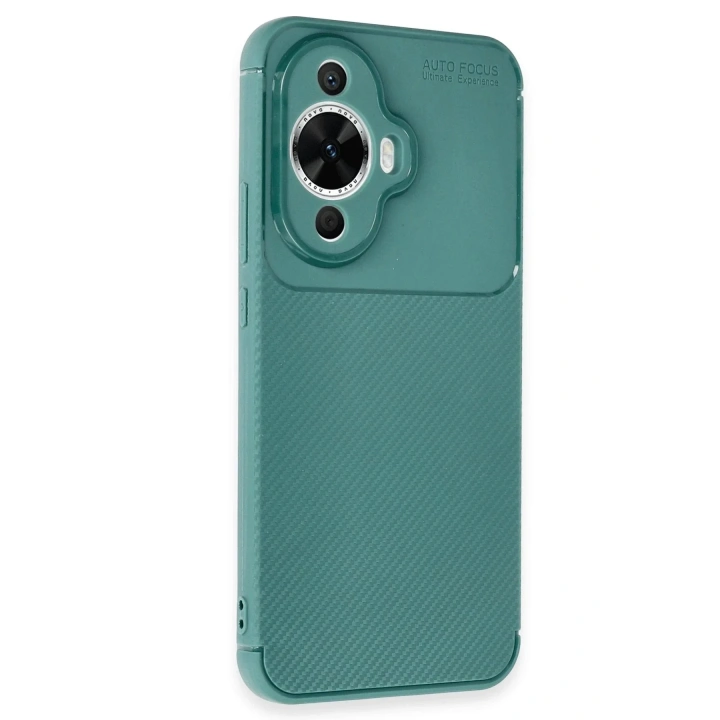 Mey İthalat®  Huawei Nova 12S Kılıf Auto Focus Karbon Kapak - Koyu Yeşil