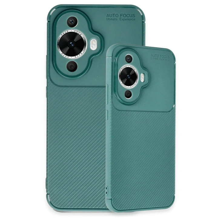 Mey İthalat®  Huawei Nova 12S Kılıf Auto Focus Karbon Kapak - Koyu Yeşil