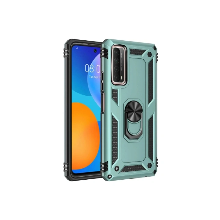 Mey İthalat®  Huawei P Smart 2021 Kılıf Sofya Yüzüklü Silikon Kapak - Yeşil