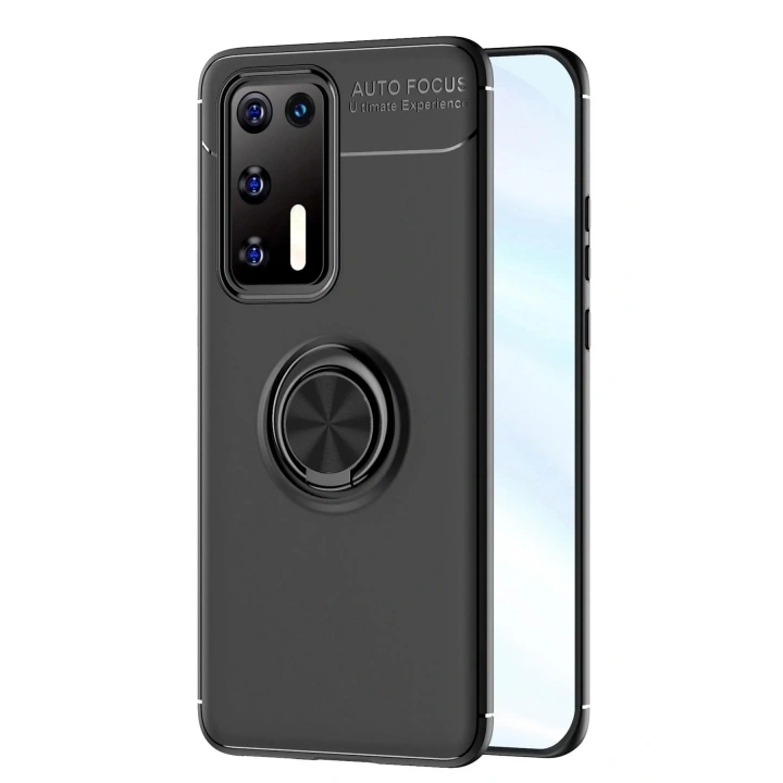 Mey İthalat®  Huawei P40 Kılıf Range Yüzüklü Silikon - Siyah