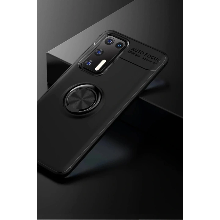 Mey İthalat®  Huawei P40 Kılıf Range Yüzüklü Silikon - Siyah