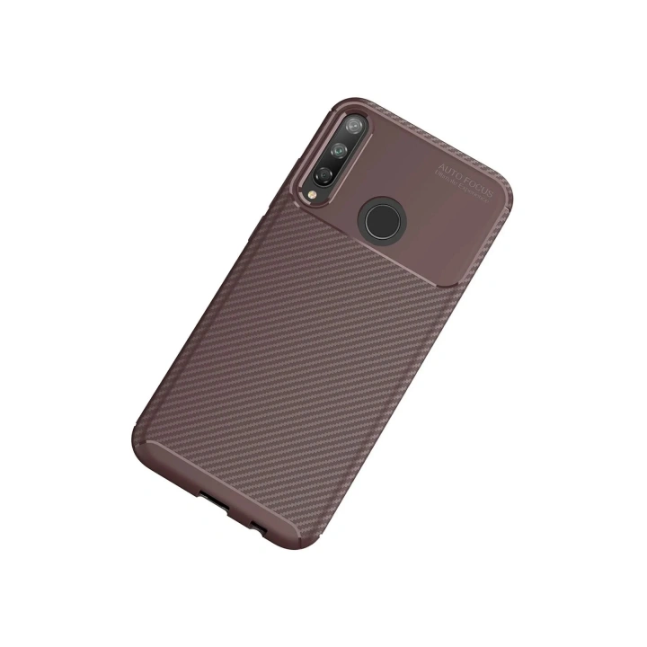 Mey İthalat®  Huawei P40 Lite E Kılıf Auto Focus Karbon Kapak - Kahverengi