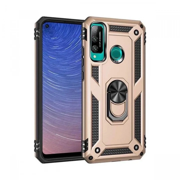 Mey İthalat®  Huawei P40 Lite E Kılıf Sofya Yüzüklü Silikon Kapak - Gold
