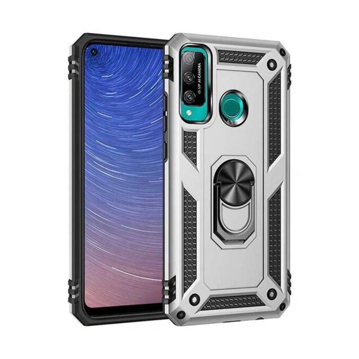 Mey İthalat®  Huawei P40 Lite E Kılıf Sofya Yüzüklü Silikon Kapak - Gümüş