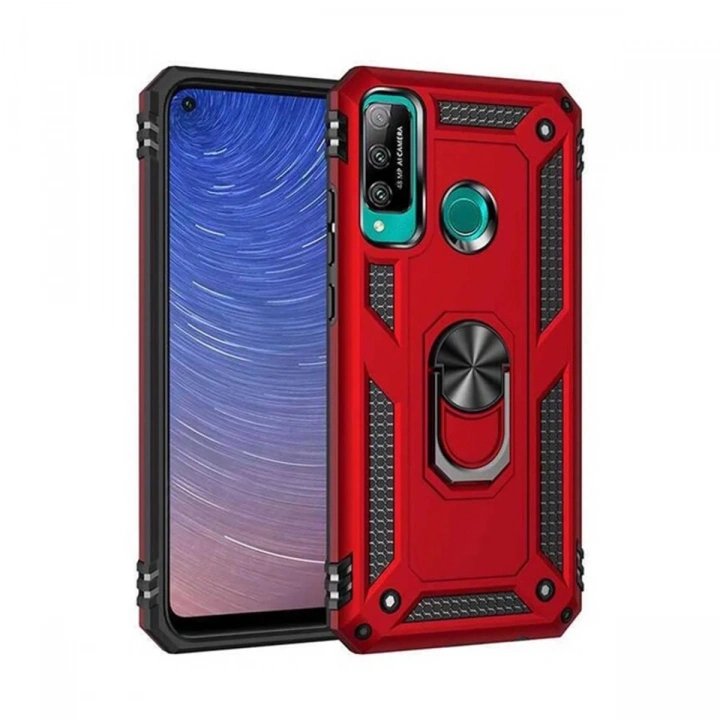 Mey İthalat®  Huawei P40 Lite E Kılıf Sofya Yüzüklü Silikon Kapak - Kırmızı