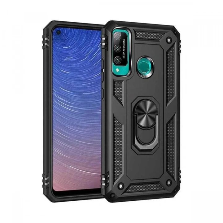 Mey İthalat®  Huawei P40 Lite E Kılıf Sofya Yüzüklü Silikon Kapak - Siyah