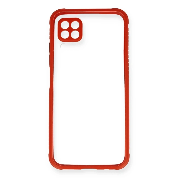 Mey İthalat®  Huawei P40 Lite Kılıf Miami Şeffaf Silikon - Kırmızı