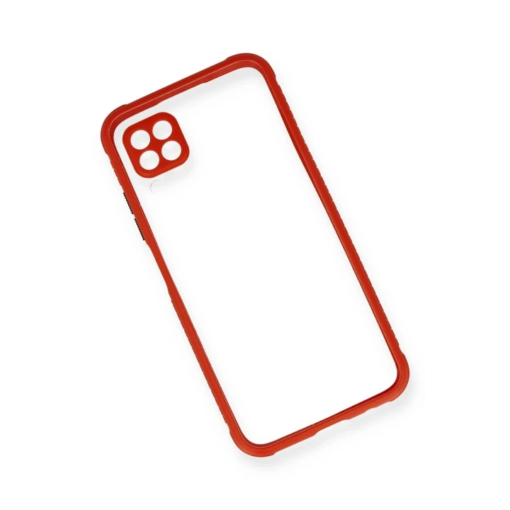 Mey İthalat®  Huawei P40 Lite Kılıf Miami Şeffaf Silikon - Kırmızı