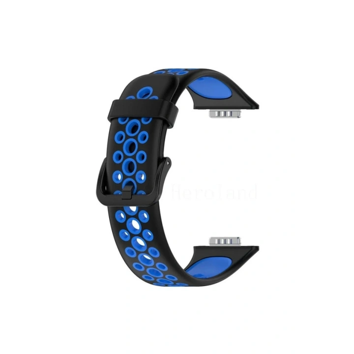 Mey İthalat®  Huawei Watch Fit 2 Spor Delikli Kordon - Siyah-Mavi