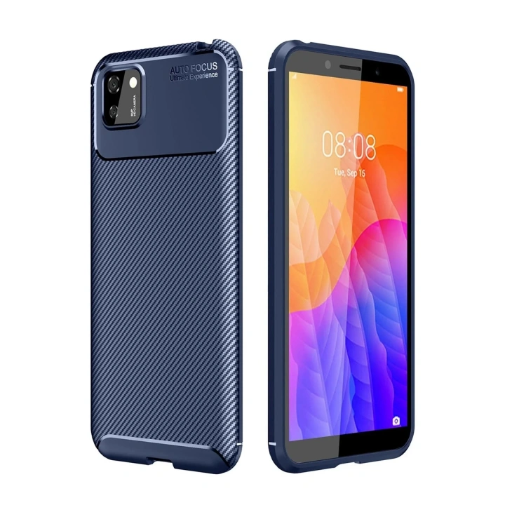 Mey İthalat®  Huawei Y5P Kılıf Auto Focus Karbon Kapak - Lacivert