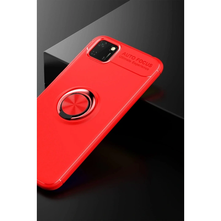 Mey İthalat®  Huawei Y5P Kılıf Range Yüzüklü Silikon - Kırmızı